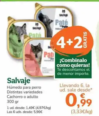 TiendAnimal 4+2 Gratis Salvaje Húmedo Para Perro Distintas Variedades Cachorro O Adulto oferta