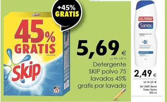Cash Ifa Detergente Skip Polvo 75 Lavados 45% Gratis Por Lavado oferta
