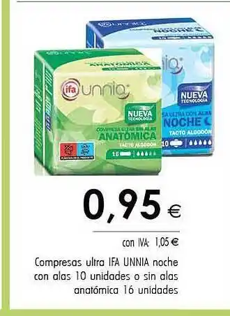 Cash Ifa Compresas Ultra Ifa Unnia Noche Con Alas O Sin Alas Anatómica oferta