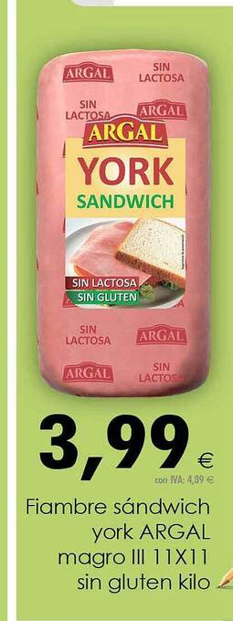 Cash Ifa Fiambre Sándwich York Argal Magro Iii 11x11 Sin Gluten oferta