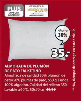 JYSK Almohada De Plumón De Pato Falketind oferta