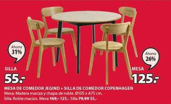 JYSK Mesa De Comedor Jegind + Silla De Comedor Copenhagen oferta