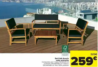 Carrefour Set café acacia color antracita oferta