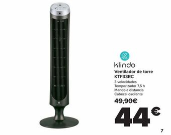 Carrefour Klindo ventilador de torre ktf33rc oferta