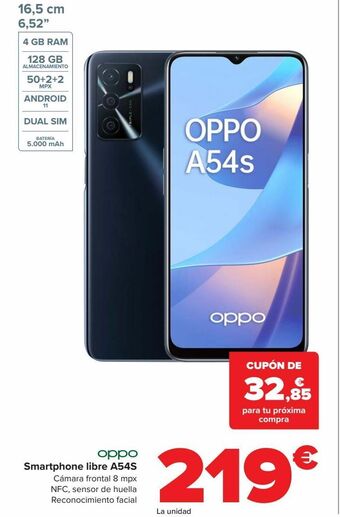 Carrefour Oppo smartphone libre a54s oferta