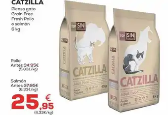 Kiwoko Catzilla Pienso Gato Grain Free Freshh Pollo O Salmón oferta