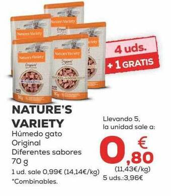 Kiwoko Nature's Variety Húmedo Gato Original Diferentes Sabores oferta