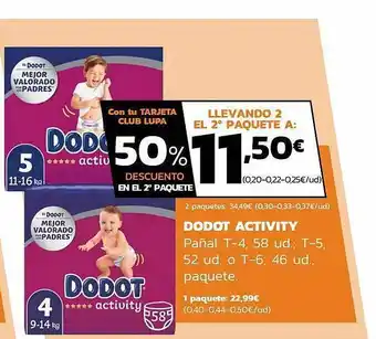 Supermercados Lupa Dodot Activity Pañal oferta