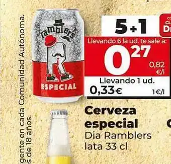 Dia Supermercados Cerveza Especial Dia Ramblers Lata oferta