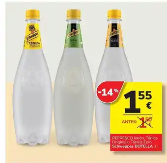 Supermercados Charter Refresco Limón Tónica Original O Tónica Zero Schweppes oferta