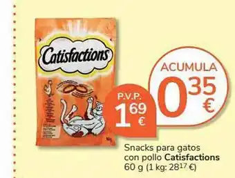 Supermercados Charter Snacks Para Gatos Con Pollo Catisfactions oferta