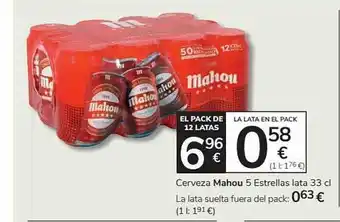 Supermercados Charter Cerveza Mahou 5 Estrella oferta