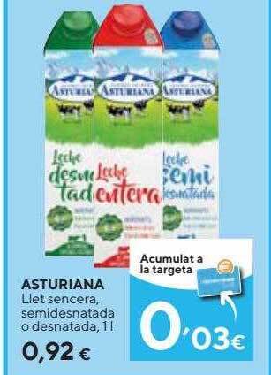 Caprabo Asturiana Llet Sencera Semidesnatada O Desnatada oferta