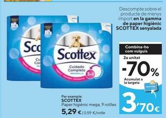 Caprabo 2a Unitat -70% Scottex Paper Higiènic Mega 9 Rotlles oferta