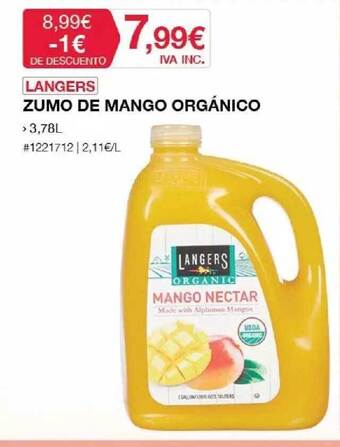 Costco Langers Zumo De Mango Orgánico oferta