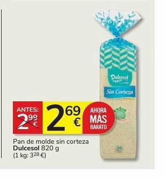 Supermercados Charter Pan De Molde Sin Corteza Dulcesol oferta