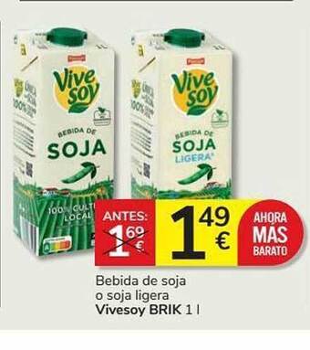 Supermercados Charter Bebida De Soja O Soja Ligera Vivesoy Brik oferta