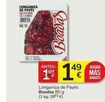 Supermercados Charter Longaniza De Payés Boadas oferta