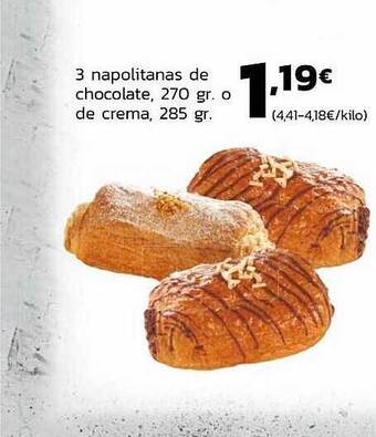 Supermercados Lupa 3 Napolitanas De Chocolate O De Crema oferta