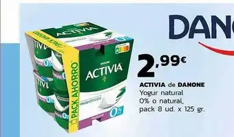 Supermercados Lupa Activia De Danone Yogur Natural 0% O Natural Pack 8 oferta