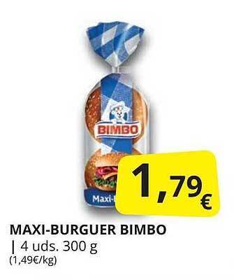 Supermercados MAS Maxi-burguer Bimbo oferta