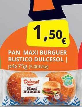 Supermercados MAS Pan Maxi Burguer Rustico Dulcesol oferta