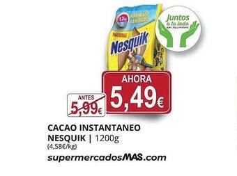 Supermercados MAS Cacao Instantaneo Nesquik oferta