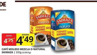 Supermercados MAS Café Molido Mezcla O Natural Saimaza oferta