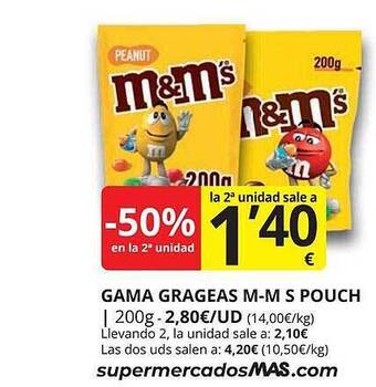 Supermercados MAS -50% En La 2a Unidad Gama Grageas M-m S Pouch oferta
