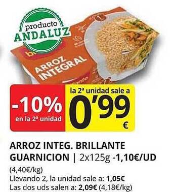 Supermercados MAS -10% En La 2a Unidad Arroz Integ Brillante Guarnicion oferta
