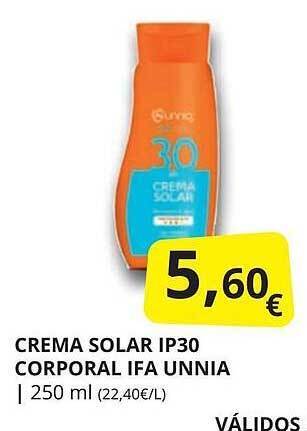 Supermercados MAS Crema Solar Ip30 Corporal Ifa Unnia oferta