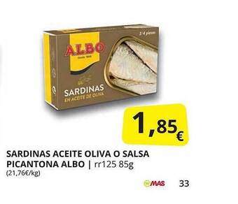 Supermercados MAS Sardinas Aceite Oliva O Salsa Picantona Albo oferta