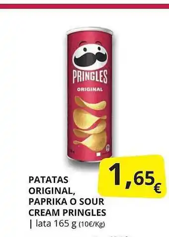 Supermercados MAS Patatas Original Paprika O Sour Cream Pringles oferta