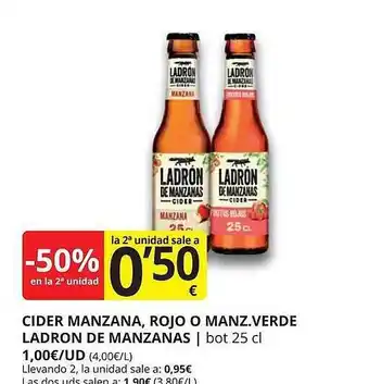 Supermercados MAS -50% En La 2a Unidad Cider Manzana Rojo O Manz Verde Ladron De Manzanas oferta