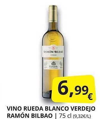 Supermercados MAS Vino Rueda Blanco Verdejo Ramón Bilbao oferta