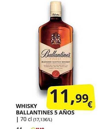 Supermercados MAS Whisky Ballantines 5 Años oferta