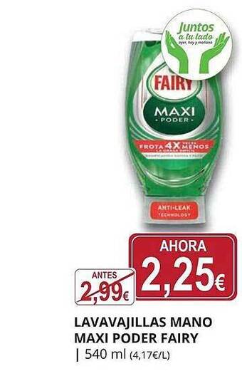 Supermercados MAS Lavavajillas Mano Maxi Poder Fairy oferta