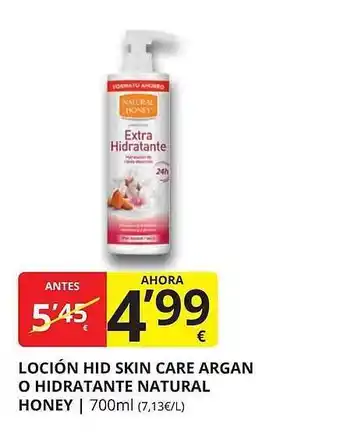 Supermercados MAS Loción Hid Skin Care Argan O Hidratante Natural Honey oferta