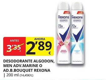 Supermercados MAS Desodorante Algodon Men Adv Marine O Ad.b. Bouquet Rexona oferta