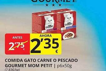 Supermercados MAS Comida Gato Carne O Pescado Gourmet Mom Petit oferta