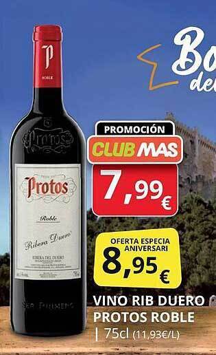 Supermercados MAS Vino Rib Duero Protos Roble oferta
