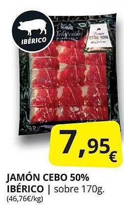 Supermercados MAS Jamón Cebo 50% Ibérico oferta