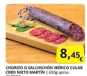 Supermercados MAS Chorizo O Salchichón Ibérico Cular Cebo Nieto Martín oferta