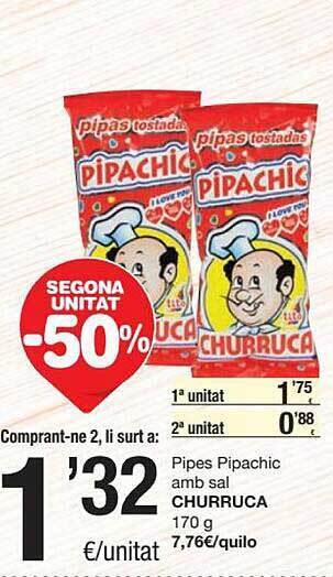 SPAR Segona Unitat -50% Pipes Pipachic Amb Sal Churruca oferta