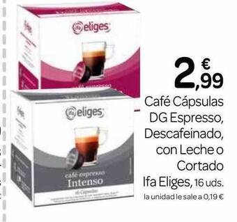 Supermercados El Jamón Café Cápsulas Dg Espresso Descafeinado, Con Leche O Cortado Ifa Eliges oferta