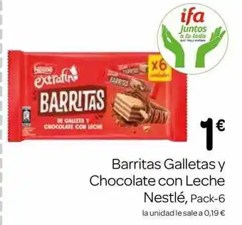 Supermercados El Jamón Barritas Galletas Y Chocolate Con Leche Nestlé oferta