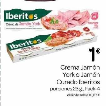 Supermercados El Jamón Crema Jamón York O Jamón Curado Iberitos oferta