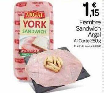 Supermercados El Jamón Fiambre Sandwich Argal oferta