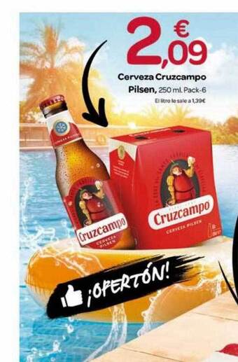 Supermercados El Jamón Cerveza Cruzcampo Pilsen oferta