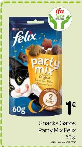Supermercados El Jamón Snacks Gatos Party Mix Felix oferta